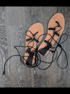 Madewell Black Lace-Up Leather Sandals